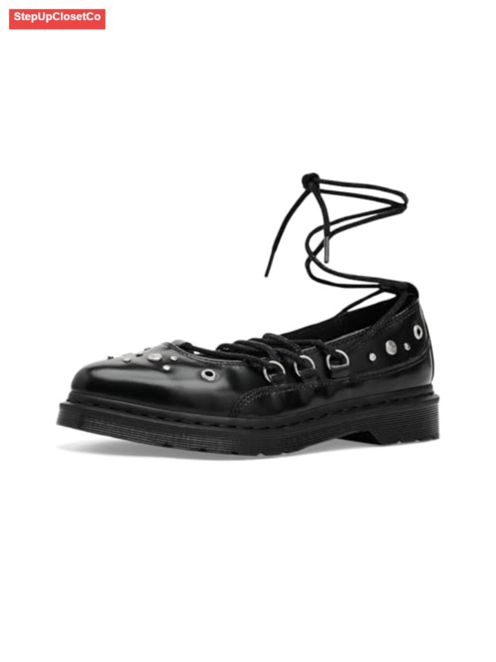 Dr. Martens Elphie II HDW Leather Ballet Flats Lace-Up Studded